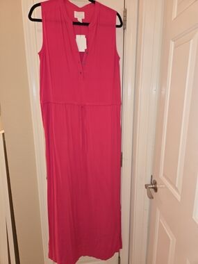 Caslon Hot Pink Sleeveless Small Maxi Dress with Drawstring